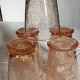 5 verres craquelés roses
