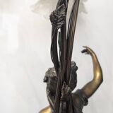 Bronze lamp signed Auguste Moreau – Woman with a shell