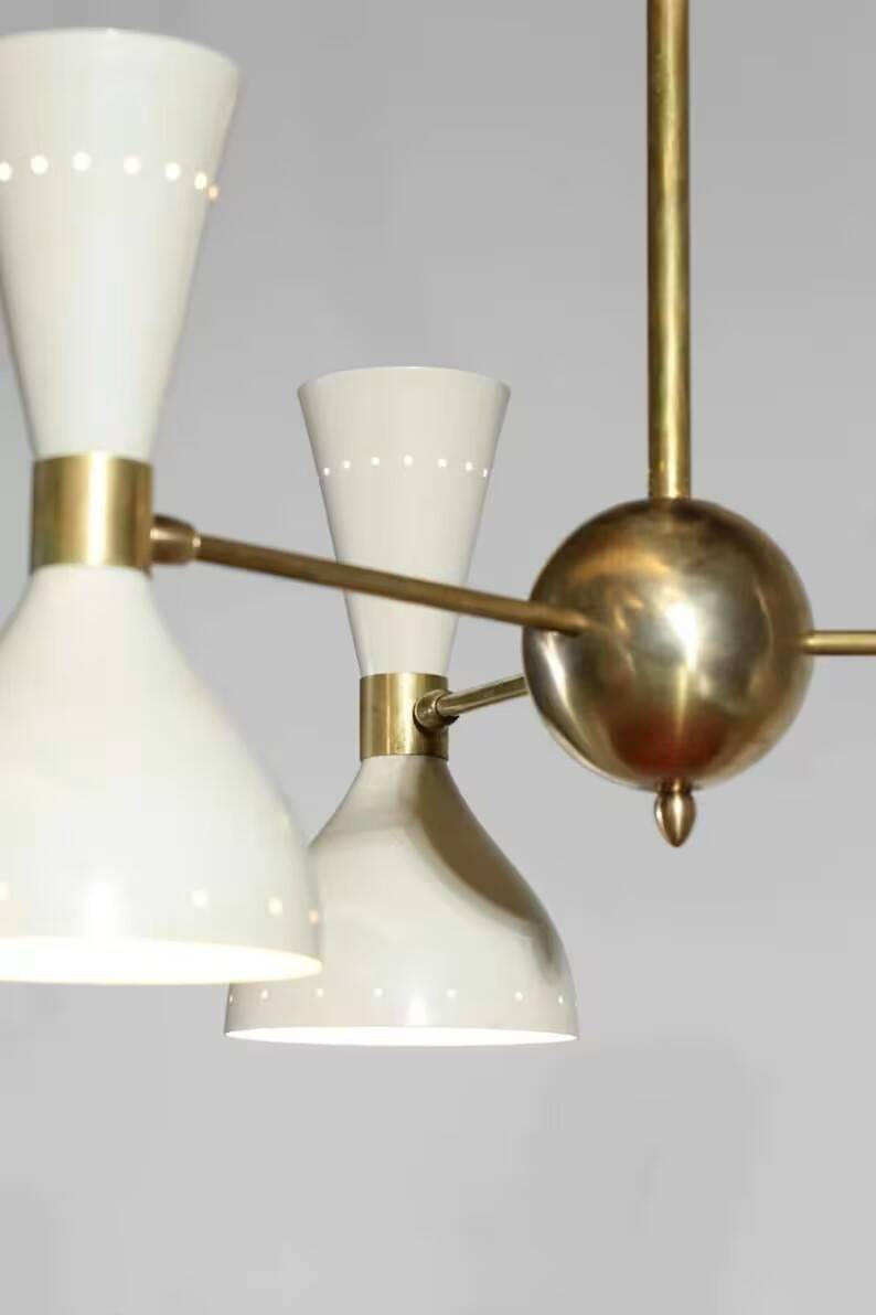 Brass Chandelier Sputnik Light - Vintage Italian Chandelier with 3 Arms