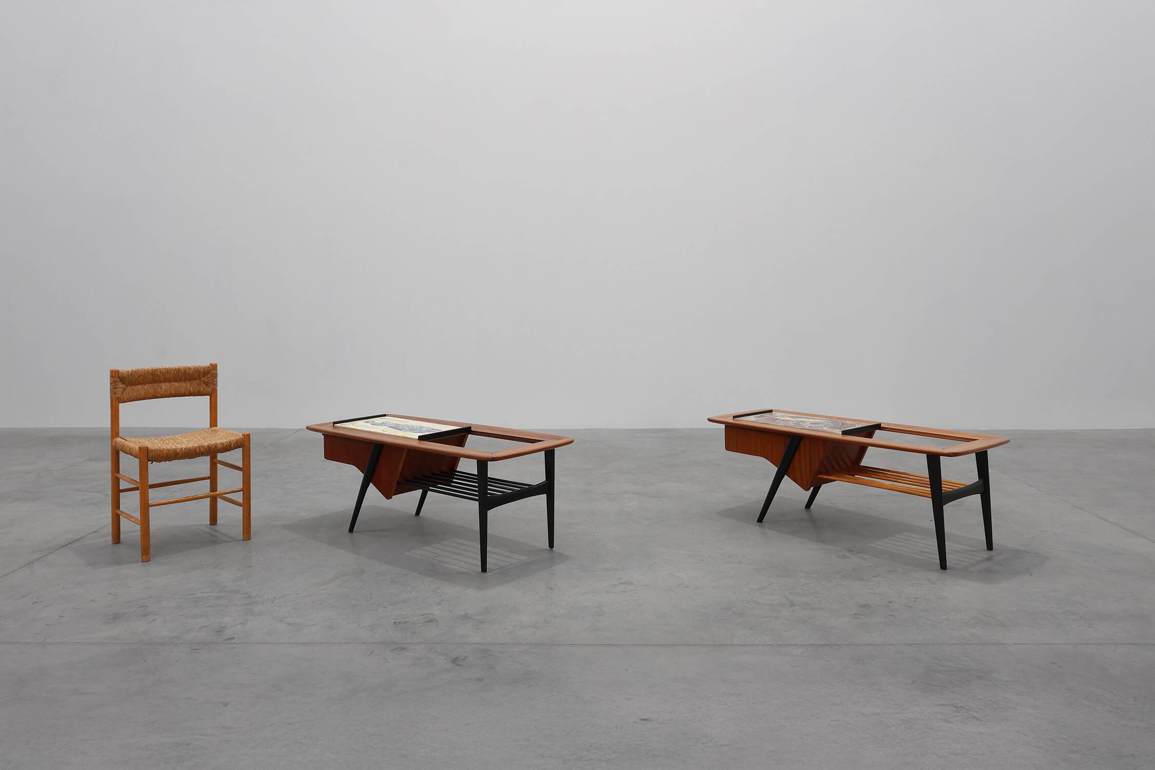 2 Coffee Tables '210', teak wood and ceramic,by Alfred Hendrickx, Belform