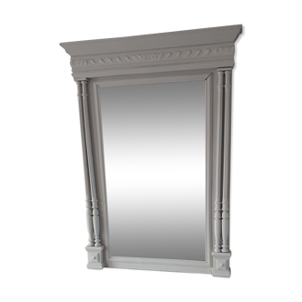 Mirror Trumeau style Henri II bisautée mirror renovated light gray 106 x 77 cm