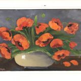 Floral painting in framed oil