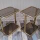 Pair of vintage smoked glass and brass bedside tables