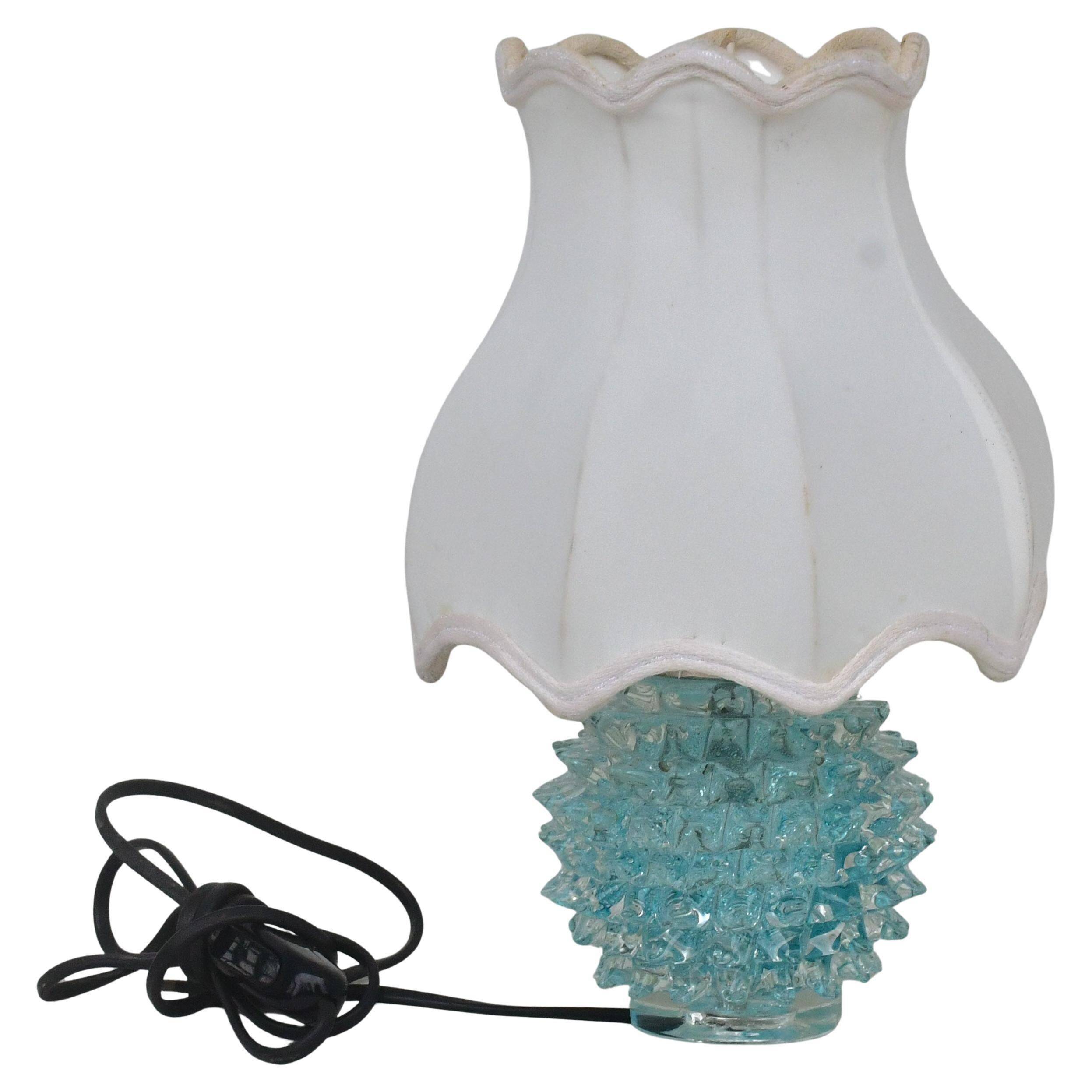 Rare blue table lamp in rostrato Murano glass vase for Barovier & Toso, 1950s