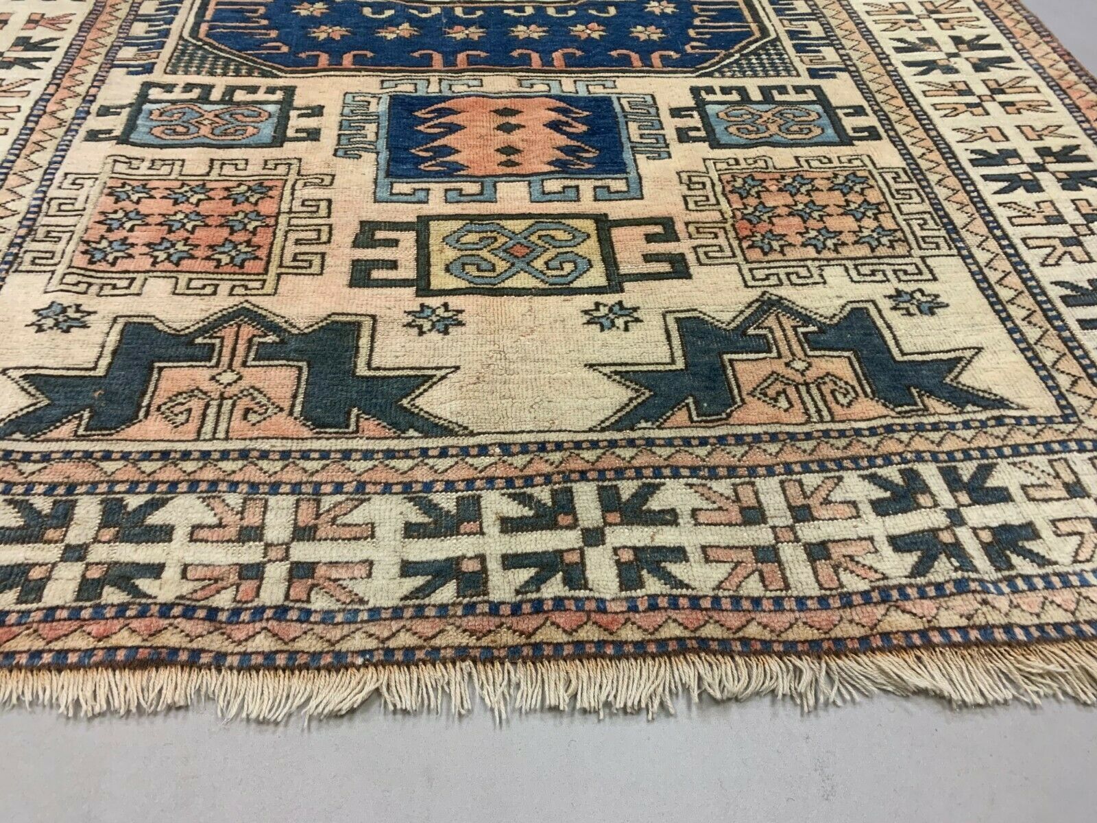 Old Turkish Kazak Rug Oriental 240x165 cm vintage carpet, Tribal Handwoven