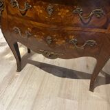 Curved chest of drawers with marquetry and marble