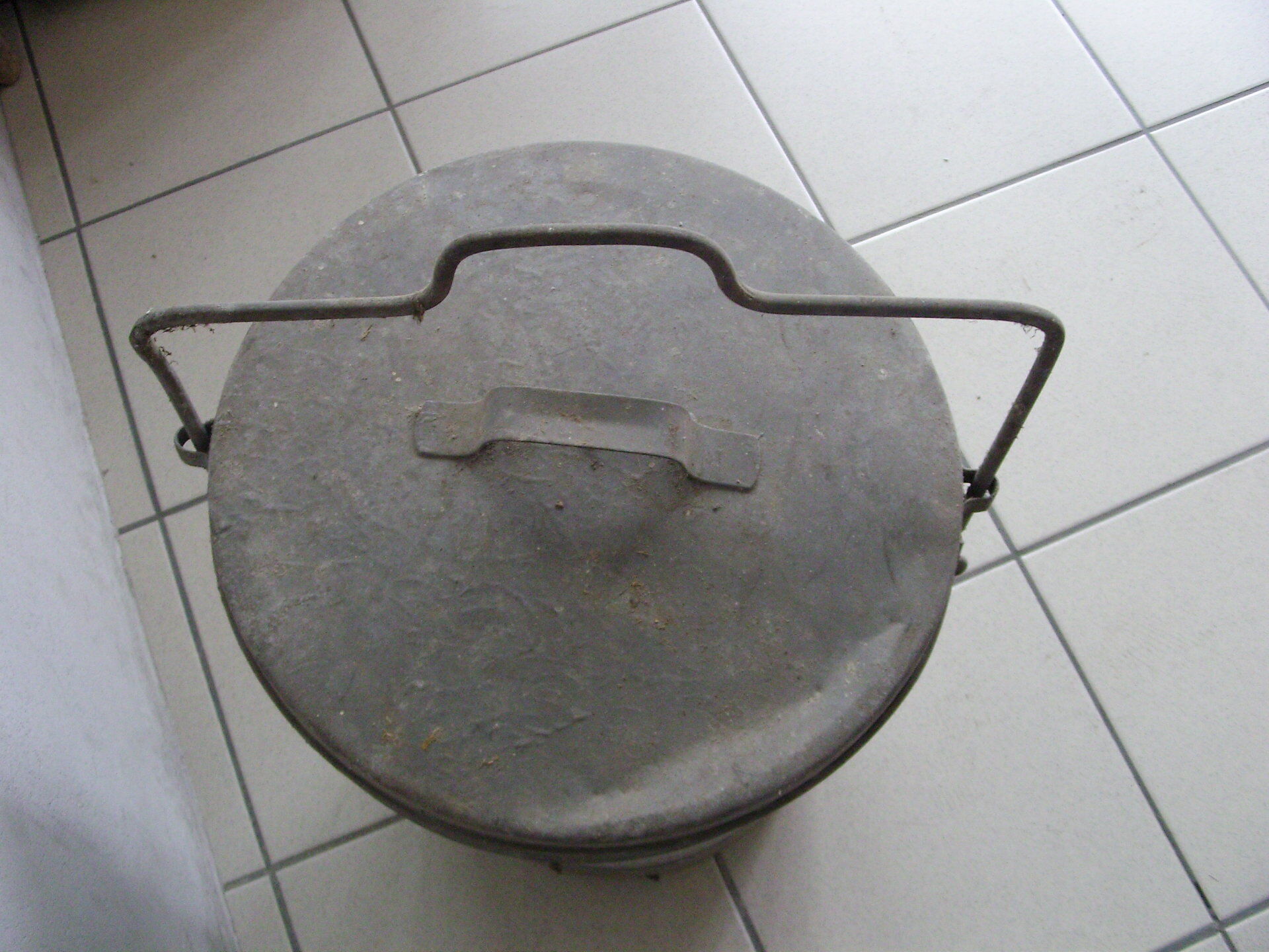 Old vintage garden zinc trash can