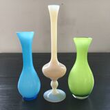 Trio of opaline vases