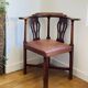 19th century corner armchair in solid pegged oak and imitation leather