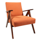 Vintage orange papaya zig zag bouclé armchair 1970