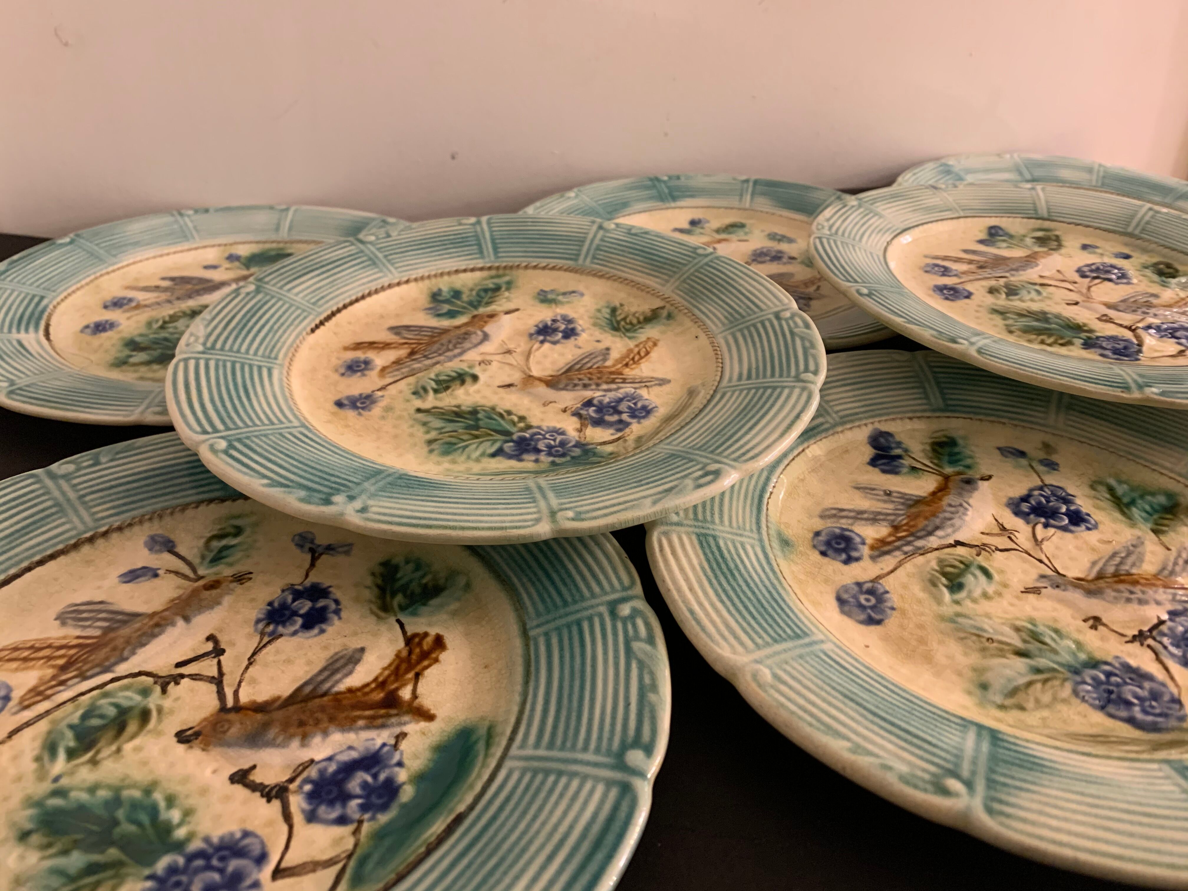 8 dessert plates in late 19th century dabbling
