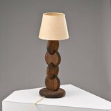 Brutalist pine lamp, Temde Switzerland circa 1970