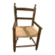Small wooden and vintage straw children's chair Varnished wood and woven straw