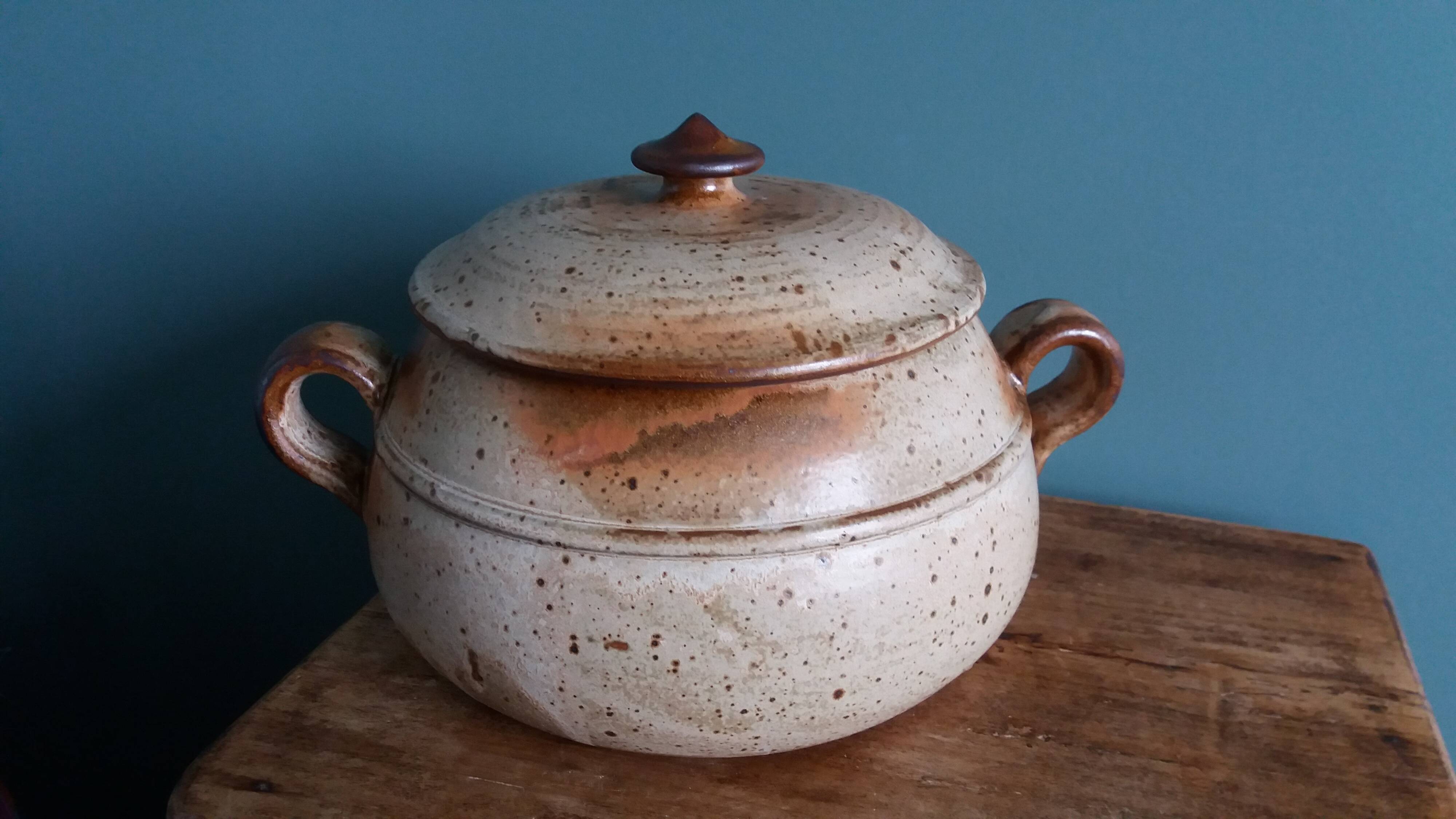 Stoneware tureen from Puisaye, signed Jean Pierre Prud’homme