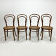 Set of 4 Mid Century Zpm Radomsko Bentwood and Cane dining chairs, 1960s