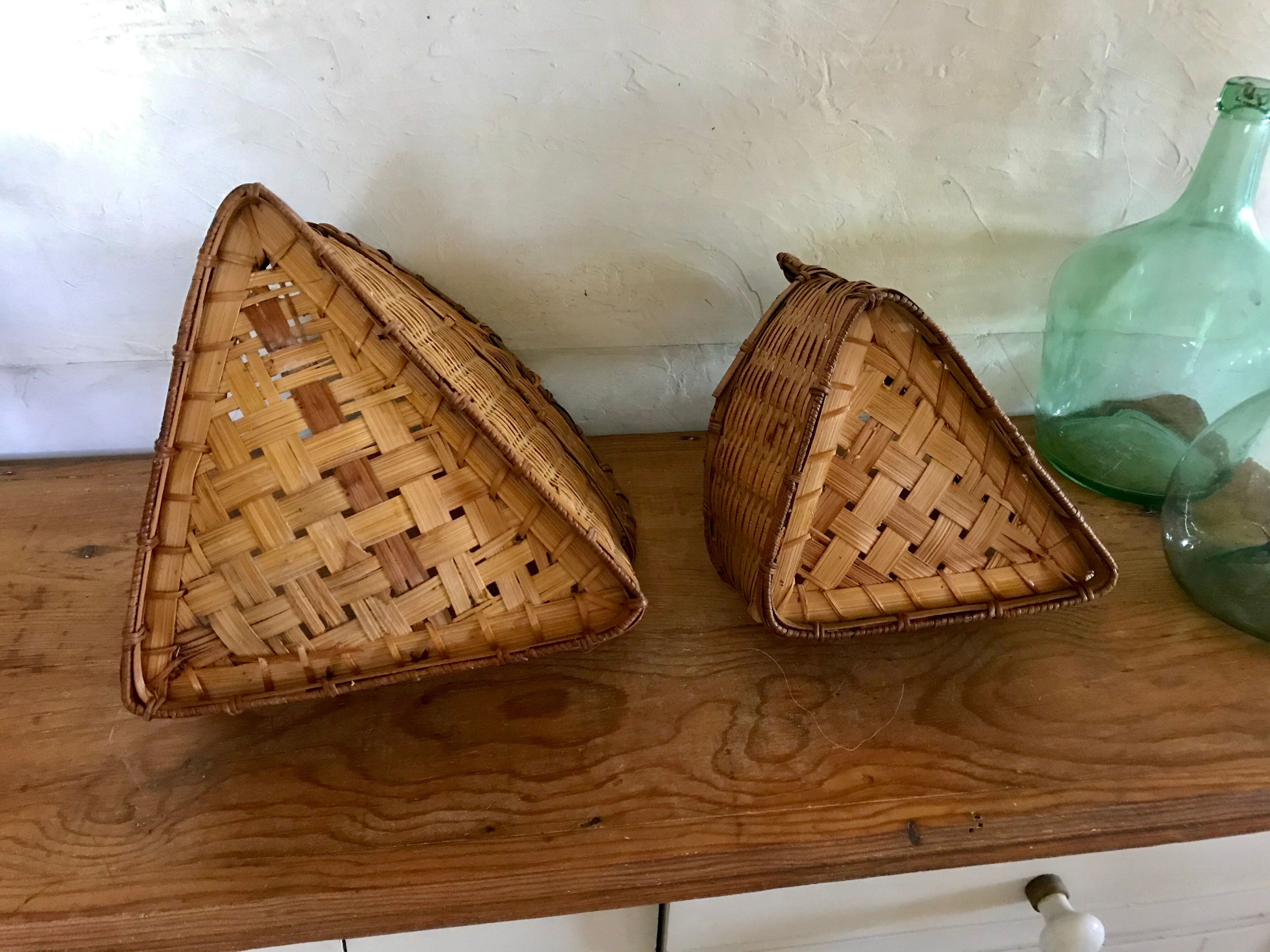 Vintage rattan baskets to hang