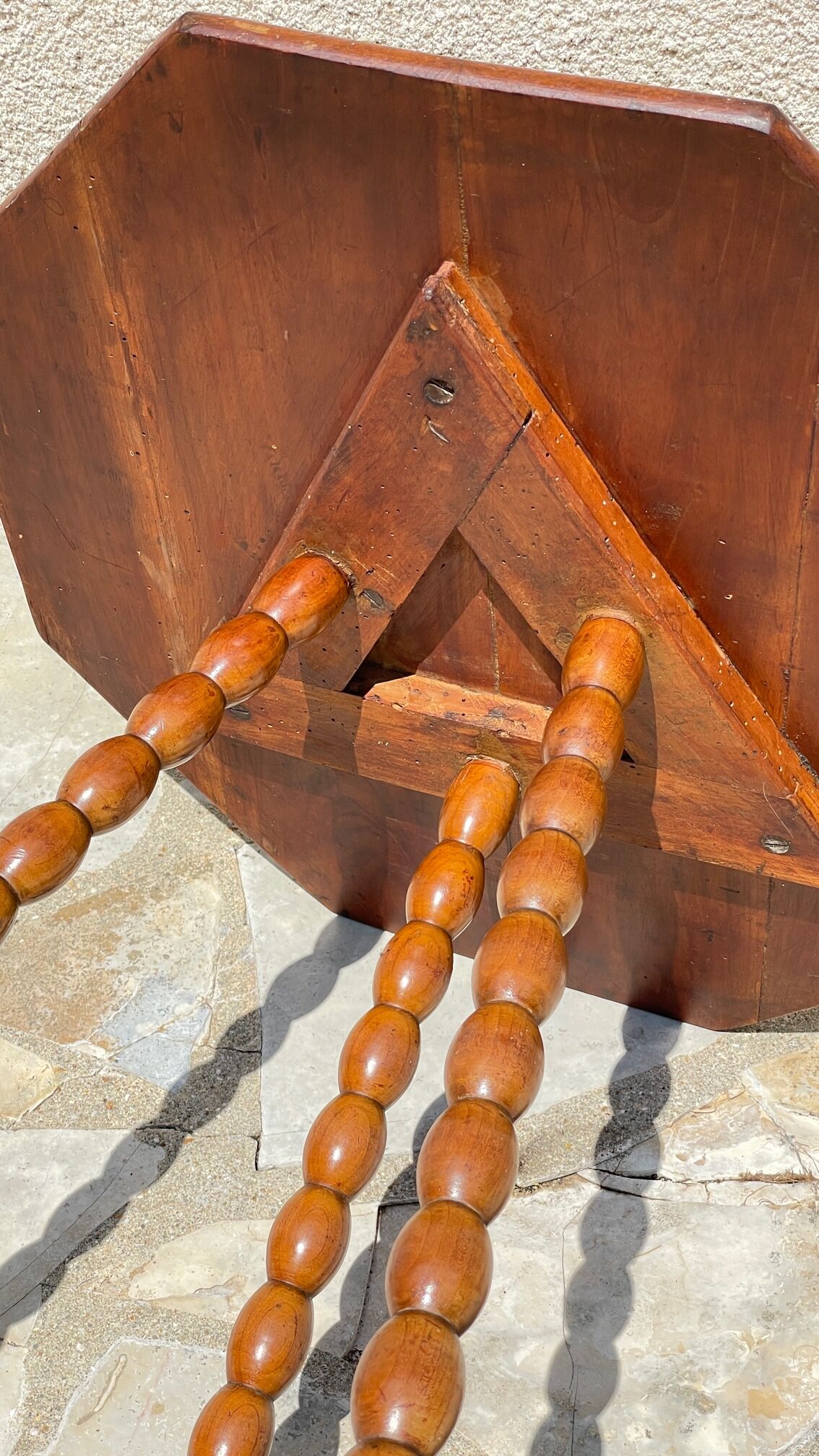 Table old legs tripod and turned wood