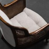 Pair of vienna bouclé straw armchairs vintage 30s