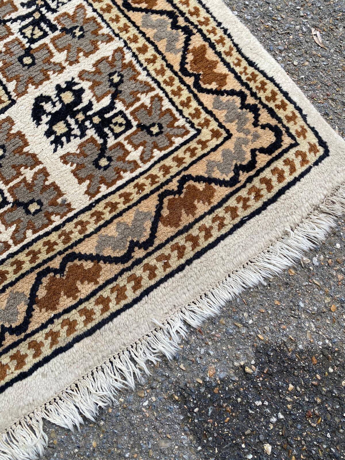 Large Persian rug beige brown wool knotted handmade 250x350cm