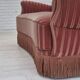 1960s, Danish 3-seater curved sofa, pink-salmon furniture velour, original.