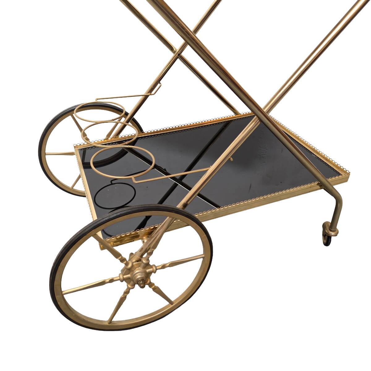French Hollywood Regency Brass Serving Trolley, dated 1972