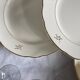 6 antique beige earthenware dinner plates with gold decoration and flowers by Villeroy Boch.