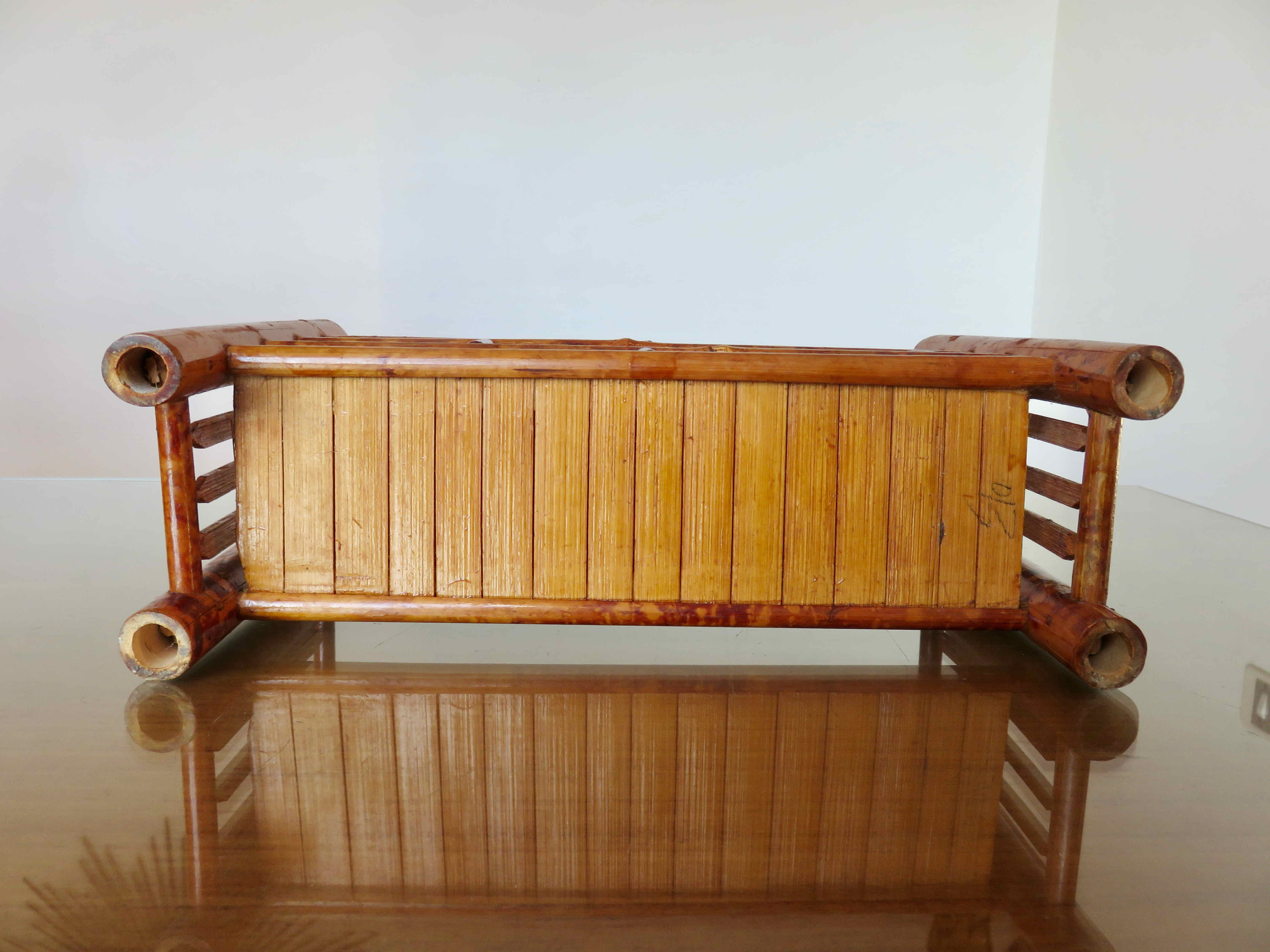 Letter holder, wall mail rack in bamboo 60s 70s