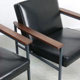 Vintage black bauhaus lounge armchair, 70s