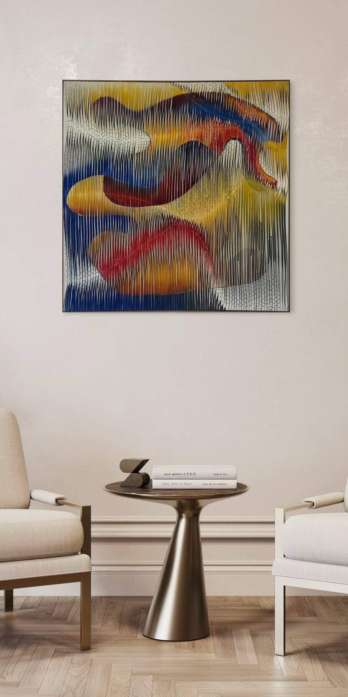 Textile sculpture-painting: The Dance of Colors