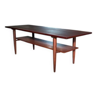 Table basse en teck 2 plateaux , Danemark années 50-60