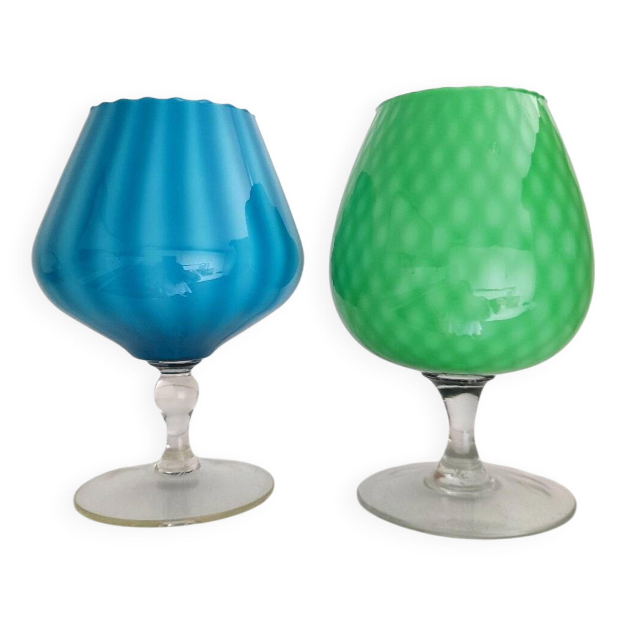 Lot de 2 vases en opaline italienne Empoli