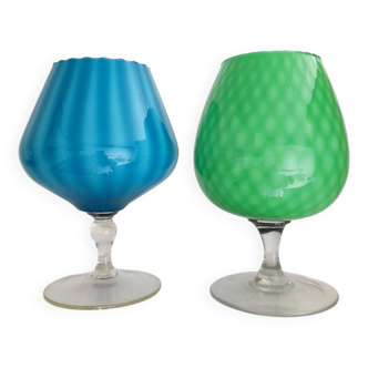 Lot de 2 vases en opaline italienne Empoli