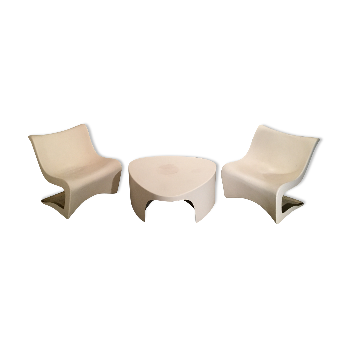 Two armchairs and a coffee table