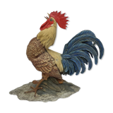 Coq chantant figurine en biscuit signée