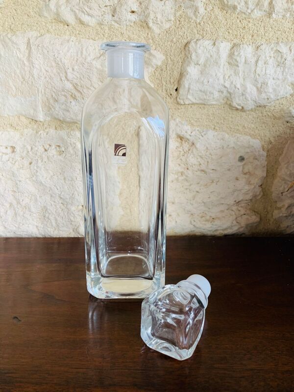 Ensemble, carafe à whisky vintage en cristal avec 6 verres, par Luigi Bormioli, circa 70’s