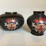 Pair of matte and glazed ceramic vases