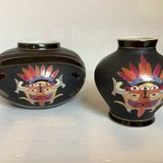 Pair of matte and glazed ceramic vases