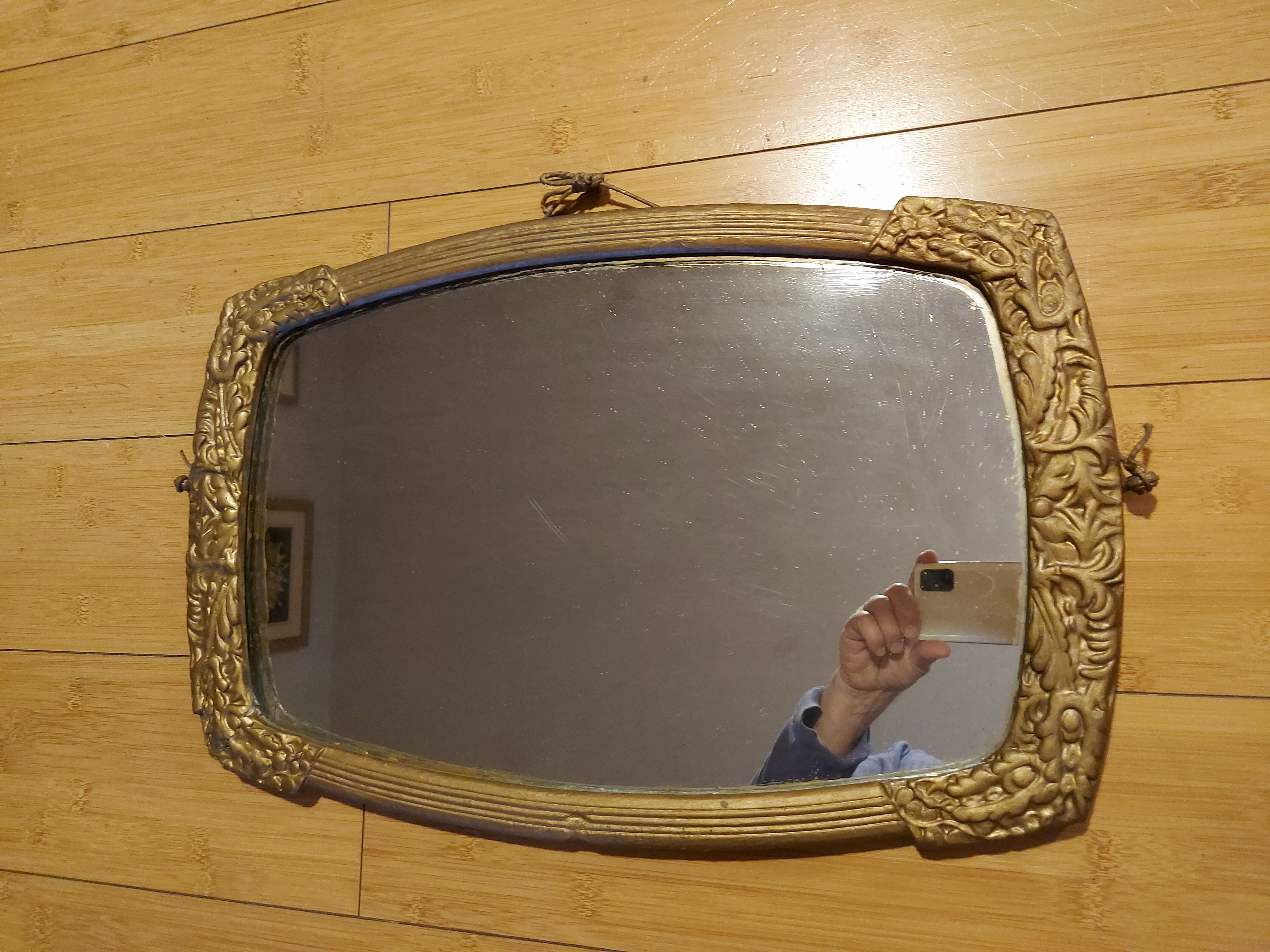 Painted wooden art deco mirror 33 X 51 cm