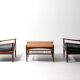 Vintage webbing coffee table in teak, 1960s