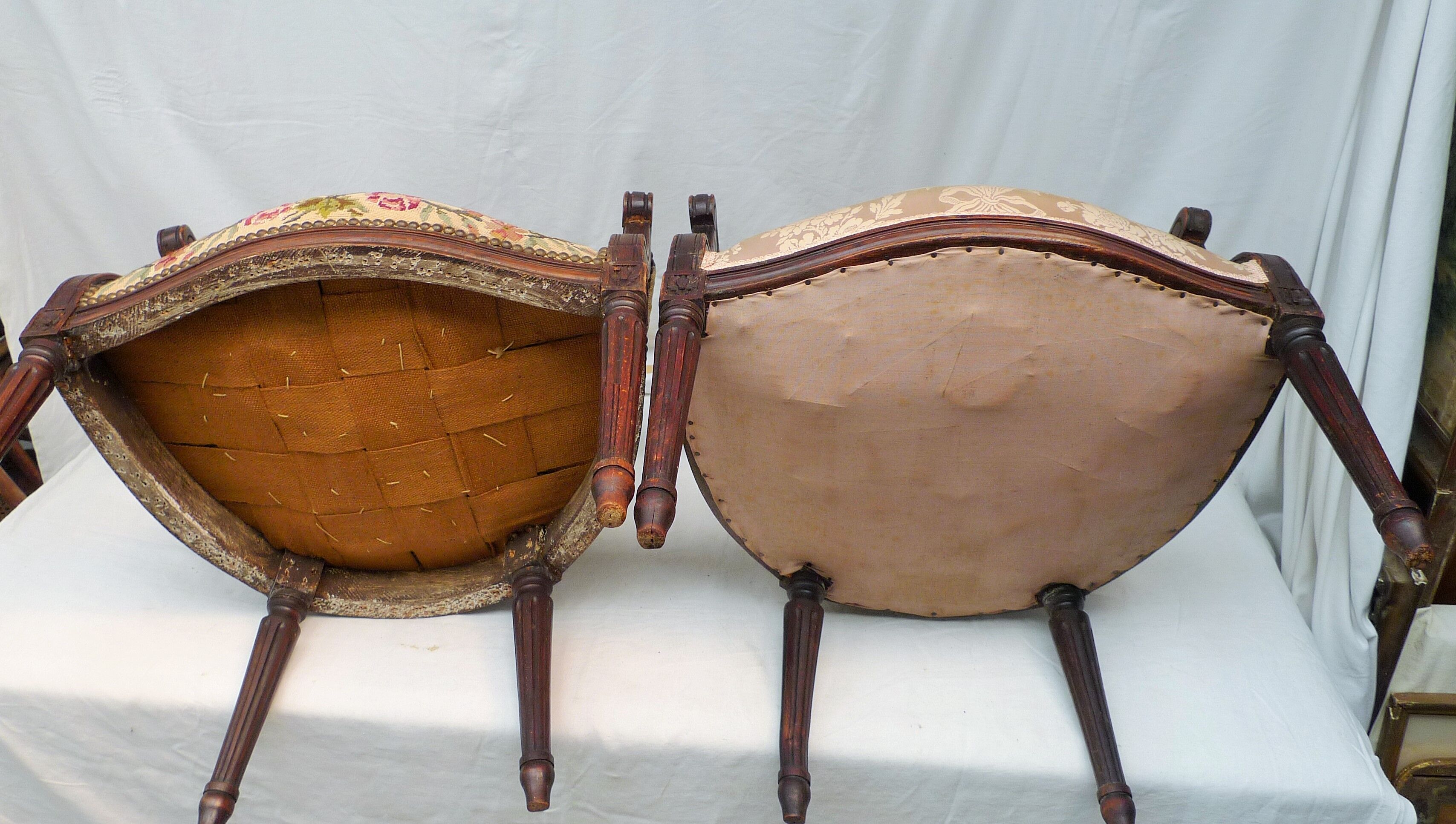 Pair of Louis XVI-style convertible armchairs