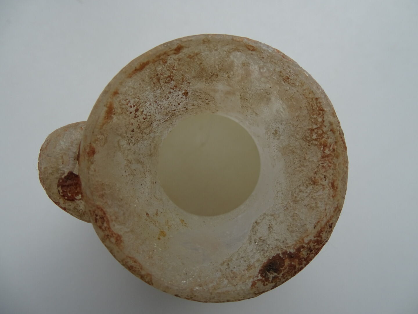 Vase with miniature handle Scavo Seguso Vetri d'Arte iridescent glass Murano 1950