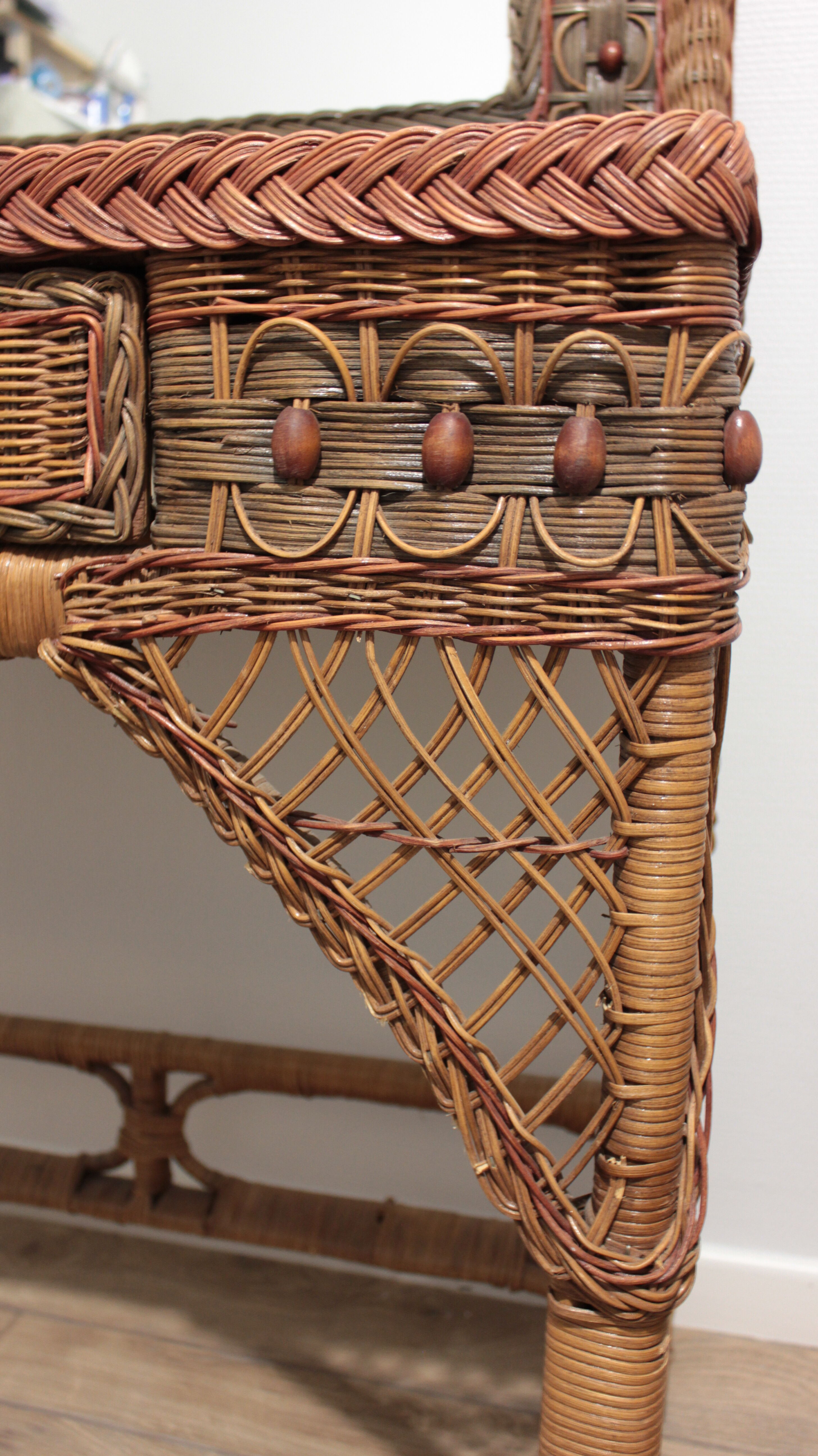 70s wicker and rattan hairdresser