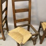 Set of 6 high-backed straw chairs