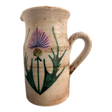 Pitcher or ceramic decanter, Vallauris thistle decoration
