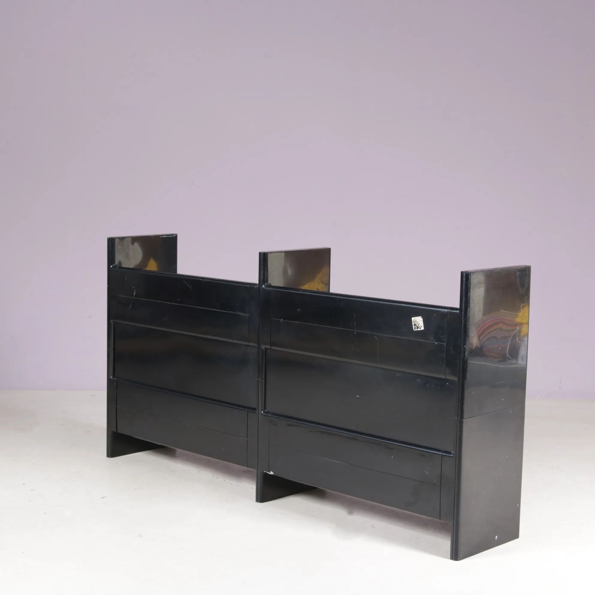 1970s low black plastic cabinet model Multiplo Harvey Guzzini Italy for Kastilia