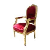 Red velvet medallion armchair style Louis XVl gold leaf