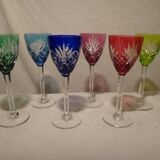 Saint louis chantilly 6 rhine wine glasses roemer colored crystal - 21.5 cm