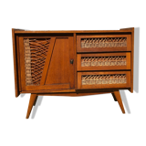 Sideboard wood and vintage rattan