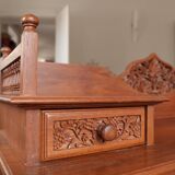 Vintage Vanity Desk, unique hand carved, Chiang Mai teak wood