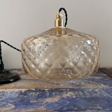 Vintage amber glass pendant light